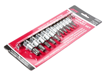 Набор головок торцевых JTC-3902 (1/4"-3/8", TORX, Т10Н-Т60Н, с отверстием, 11 предметов)