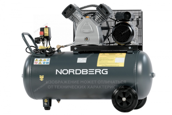 Компрессор поршневой с ременной передачей NORDBERG NCP100/360A (220В, ресив. 100л, 360л/мин)