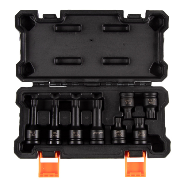 Набор ударных торцевых насадок AFFIX AF00746008C (1/2", Spline, M12-M18, L = 45-78 мм, кейс, 8 предметов)