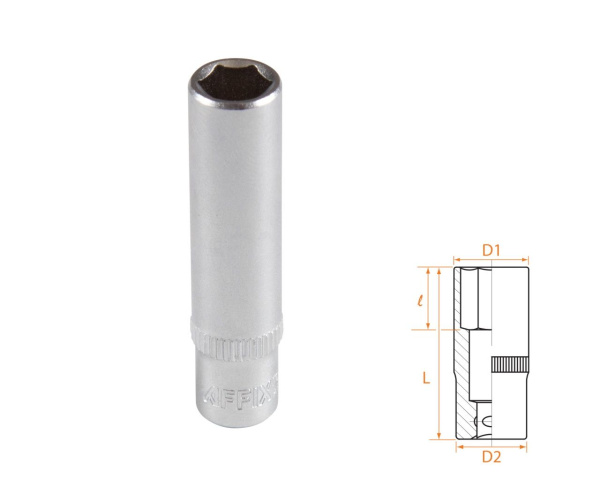Головка торцевая глубокая шестигранная 1/4" 8 мм AFFIX AF00120008