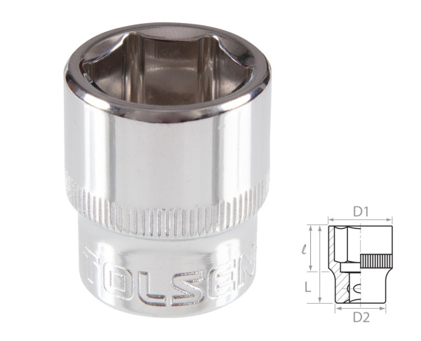 Головка торцевая стандартная шестигранная 3/8" 16 мм TOLSEN TT16316