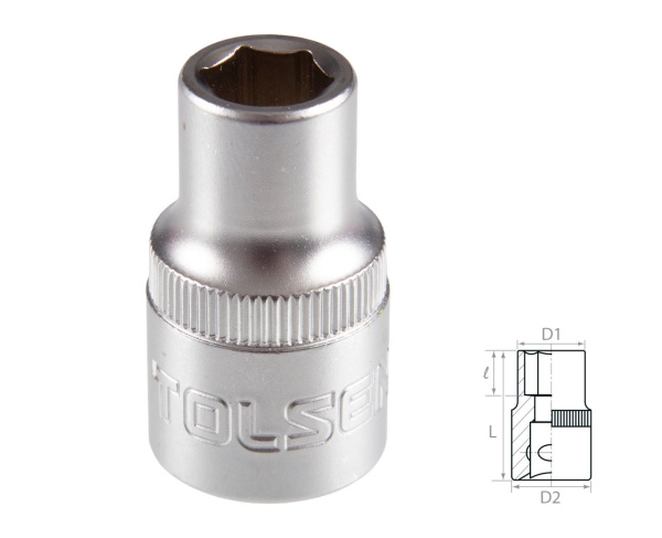 Головка торцевая стандартная шестигранная 1/2" 9 мм TOLSEN TT16509
