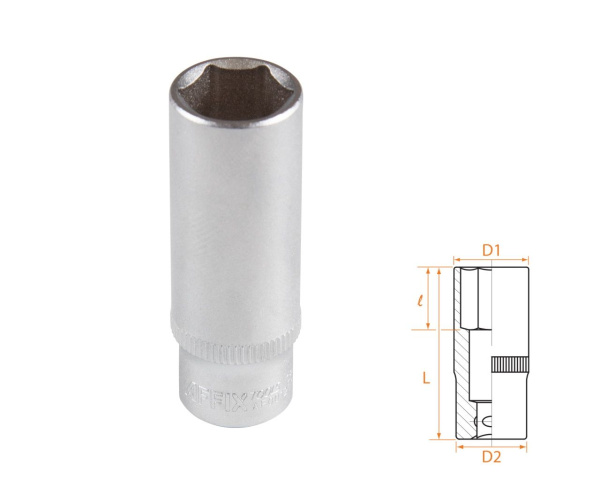 Головка торцевая глубокая шестигранная 1/4" 13 мм AFFIX AF00120013