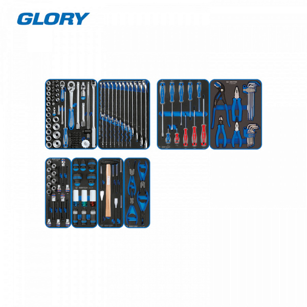 Набор инструментов "GLORY" для тележки, 8 ложементов, 152 предмета KING TONY 9G35-152MRVD