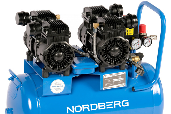 Компрессор безмасляный 220В ресивер 50 л 440 л/мин NORDBERG NCEO50/440