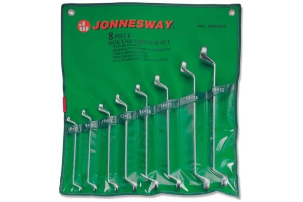 Набор ключей гаечных накидных JONNESWAY W23108S, изогнутых 75° в сумке, 6-22 мм, 8 предметов